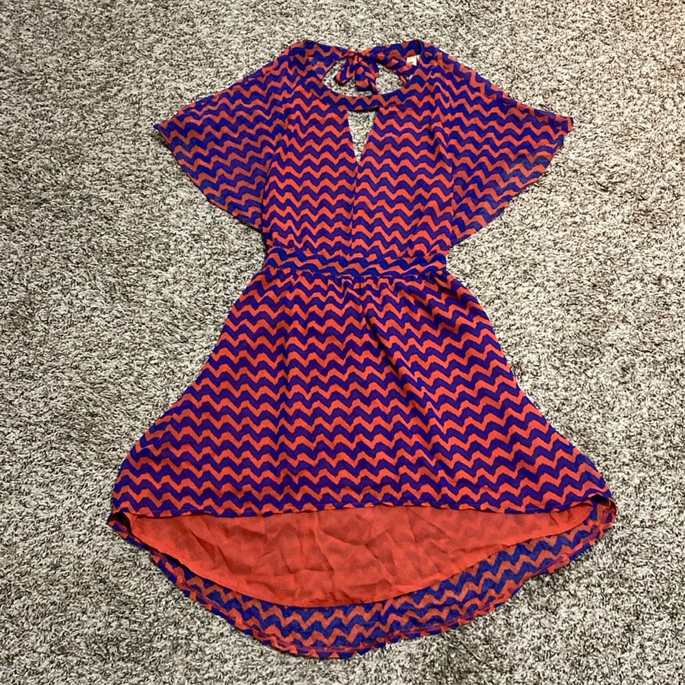 Orange and Blue Backlesss Dress